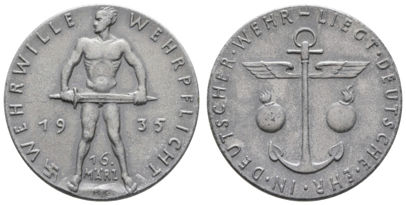 Zinkmedaille (36,0 mm, 16,04 g), 1935, von Karl Goetz, auf die Einführung der We...