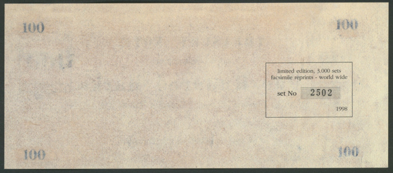 Deutsch-Neuguinea 1914, 5-100 Mark 10-11/1914 limitierte Faksimile-Auflage von19...