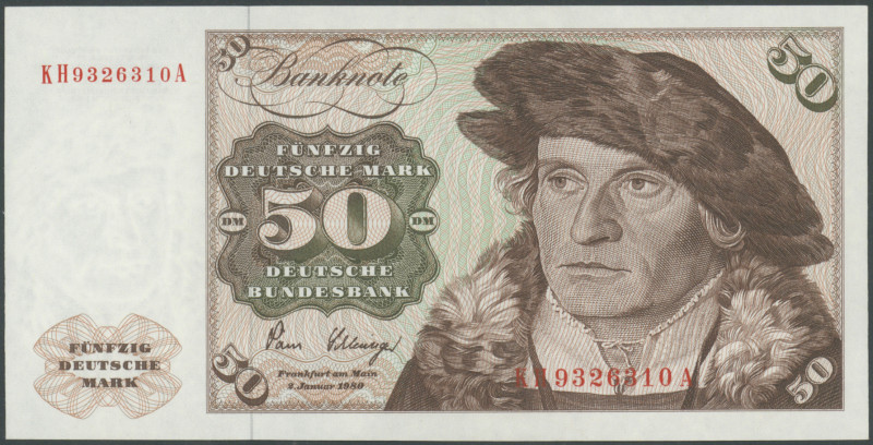 50 Deutsche Mark 2.1.1980, Ser. KH/A, Ro. 283b, kl. Druckstelle links im Feld, f...