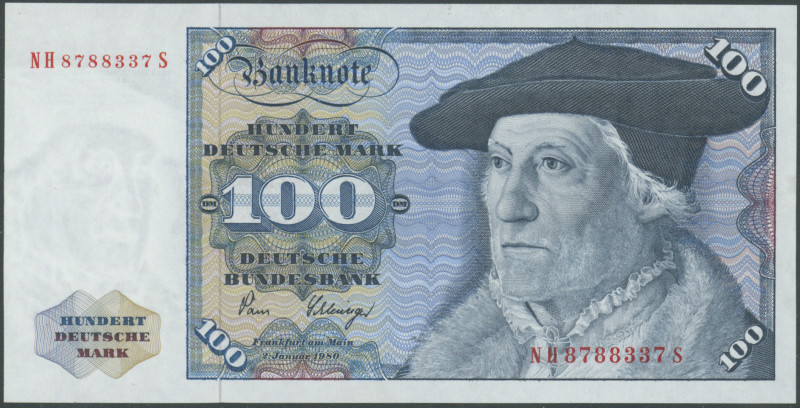 100 Deutsche Mark 2.1.1980, Ser NH/S, Rs. ohne Copyright Vermerk, Ro.284a, Grab....