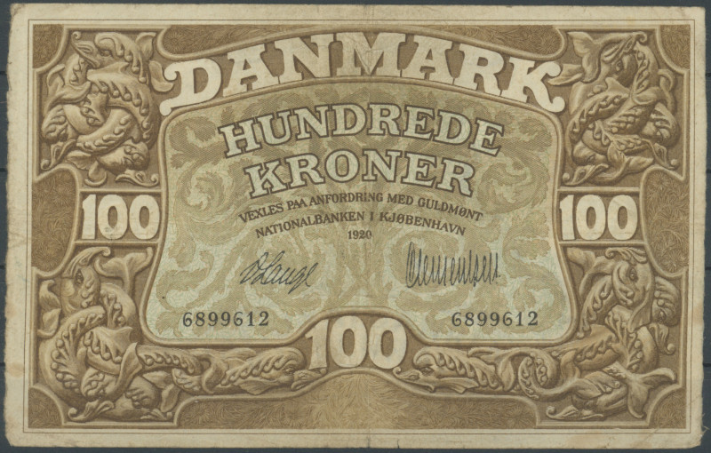 Dänemark, 100 Kroner 1920, Ser. Nr. 6899612, P-23e, IV/F