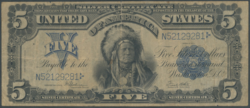 USA, 5 Dollars 1899, Silber-Zertifikat, E- Richmond VA, Indianer Häuptling " Die...