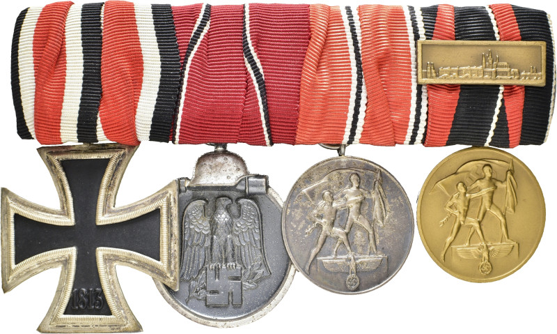 Ordensspange mit 4 Auszeichnungen, Eisernes Kreuz 1939 2. Klasse, Ostmedaille, Ö...