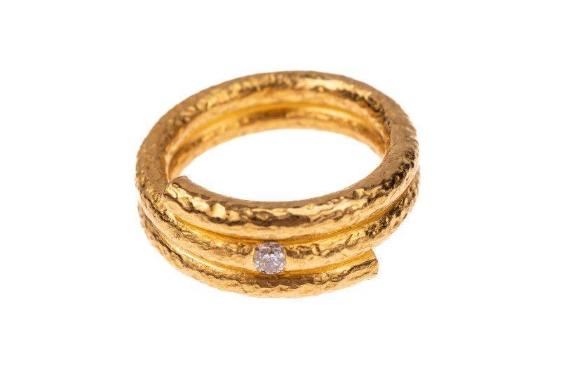 Brillant Ring, 999.9/ 1000 Gold, 1 Brillant von ca 0,10 ct G-VS, Handarbeit, RW ...