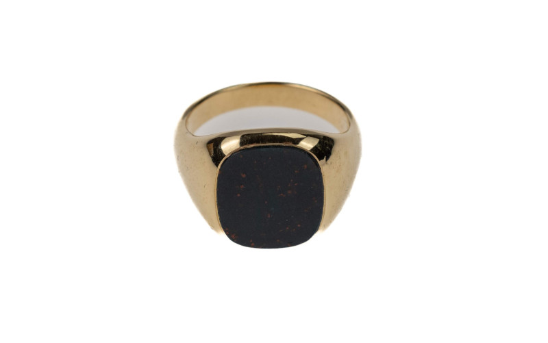 Jaspis Ring, 750 Gelbgold, RW 61, ca. 17,8g.