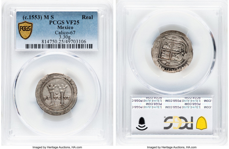 Charles & Johanna "Late Series" Real ND (1543-1544) M-S VF25 PCGS, Mexico City m...