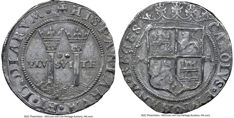 Charles & Johanna "Late Series" 2 Reales ND (1544) M-A AU Details (Environmental...