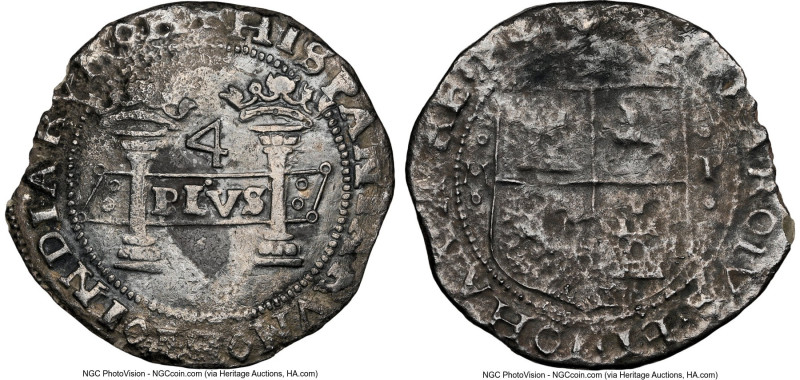 Charles & Johanna "Early Series" 4 Reales ND (1541-1542) M-P VF Details (Corrosi...