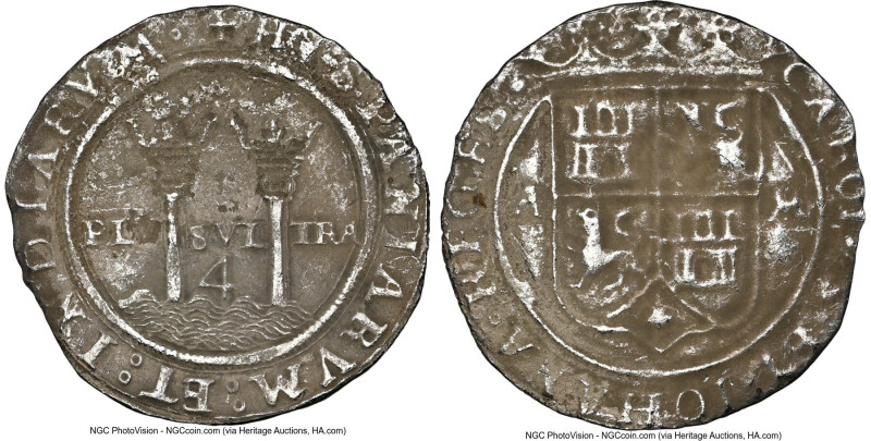 Charles & Johanna "Late Series" 4 Reales ND (1544) A-M XF Details (Corrosion) NG...