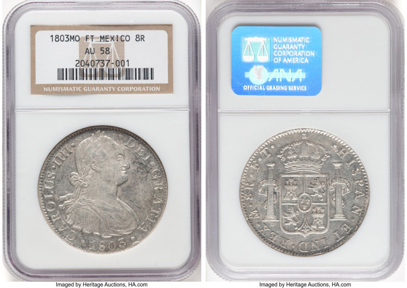 Charles IV 8 Reales 1803 Mo-FT AU58 NGC, Mexico City mint, KM109. HID09801242017...