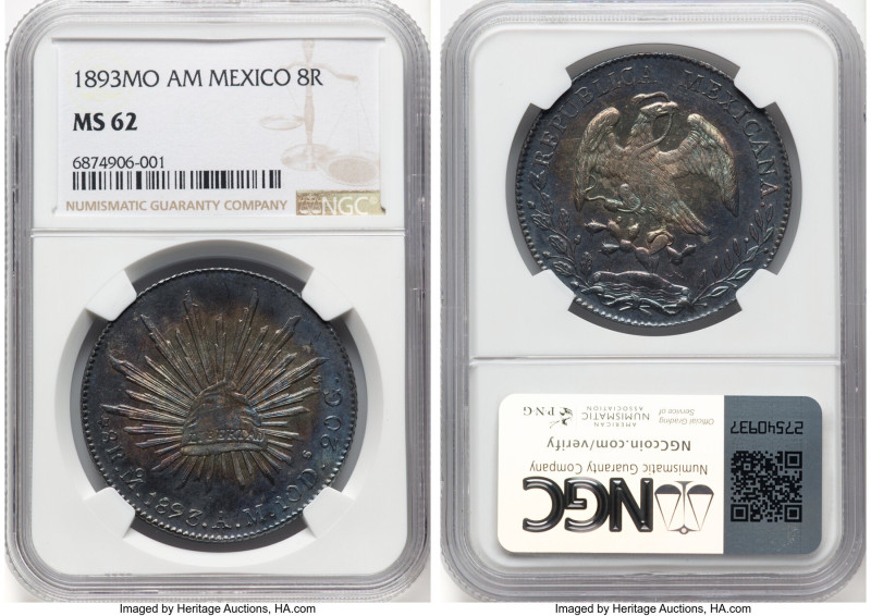 Republic 8 Reales 1893 Mo-AM MS62 NGC, Mexico City mint, KM377.10, DP-Mo79. HID0...