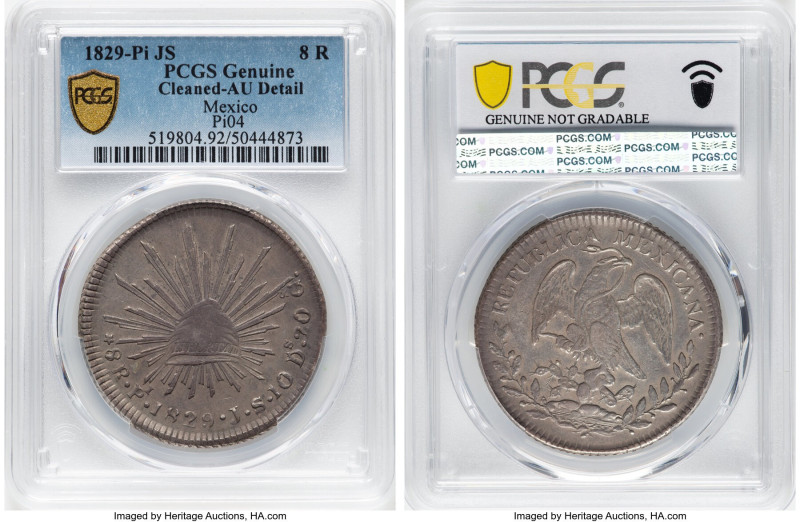 Republic Pair of Certified 8 Reales AU Details (Cleaned) PCGS, 1) Republic 8 Rea...