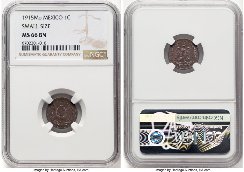 Estados Unidos Centavo 1915-Mo MS66 Brown NGC, Mexico City mint, KM416. Small Si...