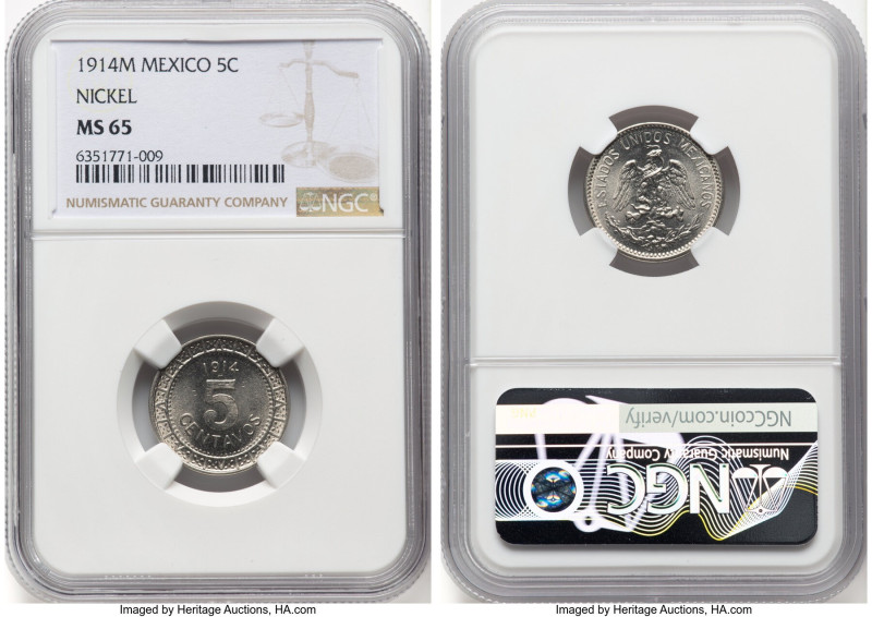 Estados Unidos 5 Centavos 1914-M MS65 NGC, Mexico City mint, KM421. HID098012420...