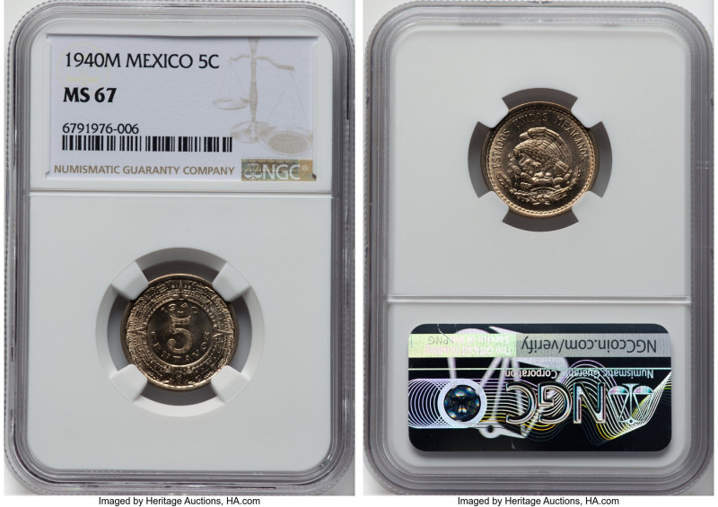 Estados Unidos 5 Centavos 1940-M MS67 NGC, Mexico City mint, KM423. HID098012420...