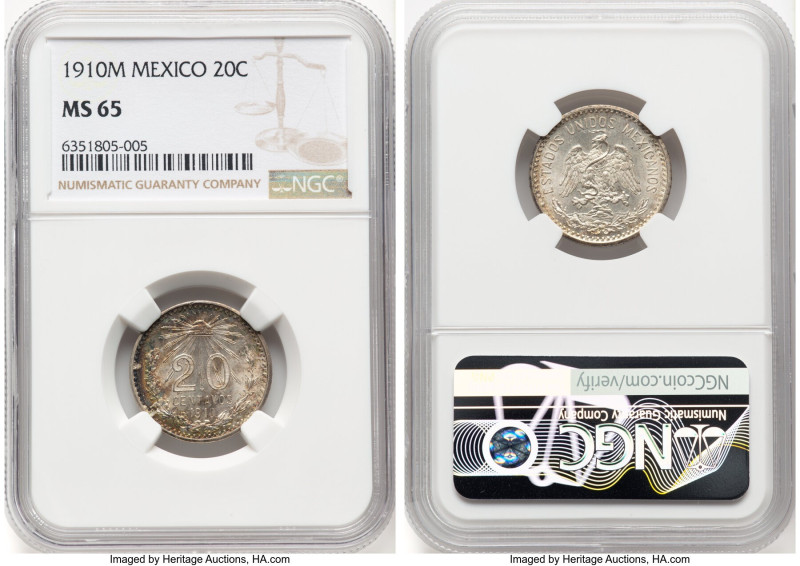 Estados Unidos 20 Centavos 1910-M MS65 NGC, Mexico City mint, KM435. HID09801242...