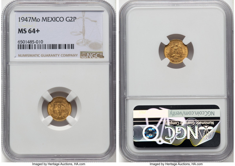 Estados Unidos gold 2 Pesos 1947-Mo MS64+ NGC, Mexico City mint, KM461. HID09801...