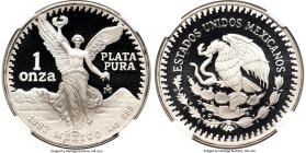 Estados Unidos silver Proof Mint Error - Doubled Die Reverse Onza 1983-Mo PR69 Ultra Cameo NGC, Mexico City mint, KM494.1. Scarce error represented by...