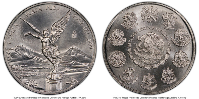 Estados Unidos silver Onza 2002-Mo MS68 PCGS, Mexico City mint, KM639. Libertad....