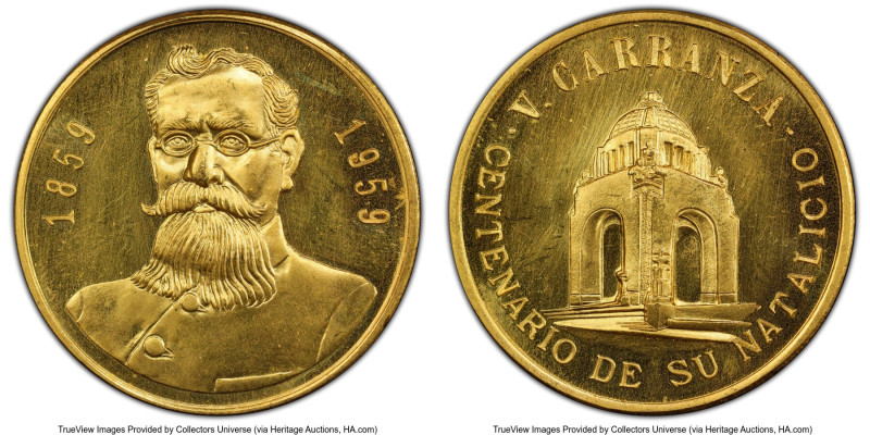 Estados Unidos gold "Venustiano Carranza" Medal 1959 MS65 PCGS, Grove-P45. 16.63...