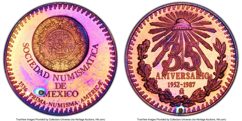 Mexican Numismatic Society bronze "35th Anniversary" Medal 1987-Mo SP66 PCGS, Me...