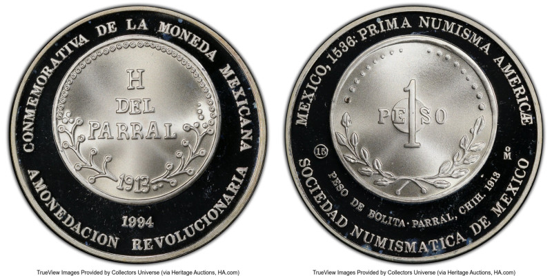 Mexican Numismatic Society silver Specimen "Chihuahua Peso de Bolita Parral" Med...