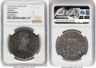Pair of Certified Assorted 8 Reales NGC, 1) Zacatecas. Ferdinand VII 8 Reales 1821 Zs-RG AU Details (Cleaned) NGC, Zacatecas mint, KM111.5. "HISPAN" i...