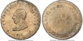 Pair of Certified Assorted Issues NGC, 1) Oaxaca. Revolutionary Peso 1915 AU55 NGC, KM742. 6th bust variety. 2) Republic 25 Centavos 1880 Zs-S UNC Det...