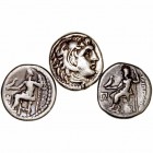 Monedas Antiguas
Reino Macedonio
Alejandro Magno
Dracma. AR. Lote de 3 monedas. MBC a BC+.