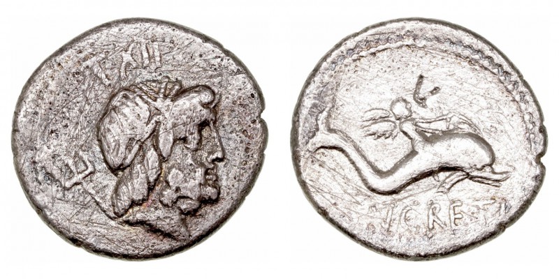 República Romana
Lucretia
Denario. AR. Roma. (76 a.C.). A/Cabeza de Neptuno a ...