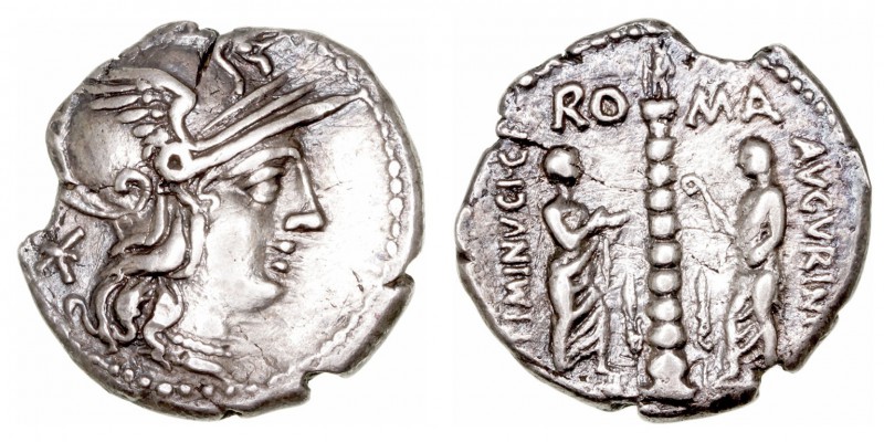República Romana
Minucia
Denario. AR. Roma. (134 a.C.). A/Cabeza de Roma a der...