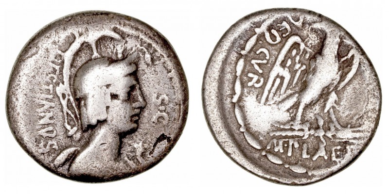 República Romana
Plaetoria
Denario. AR. Roma. (67 a.C.). A/Cabeza con casco de...