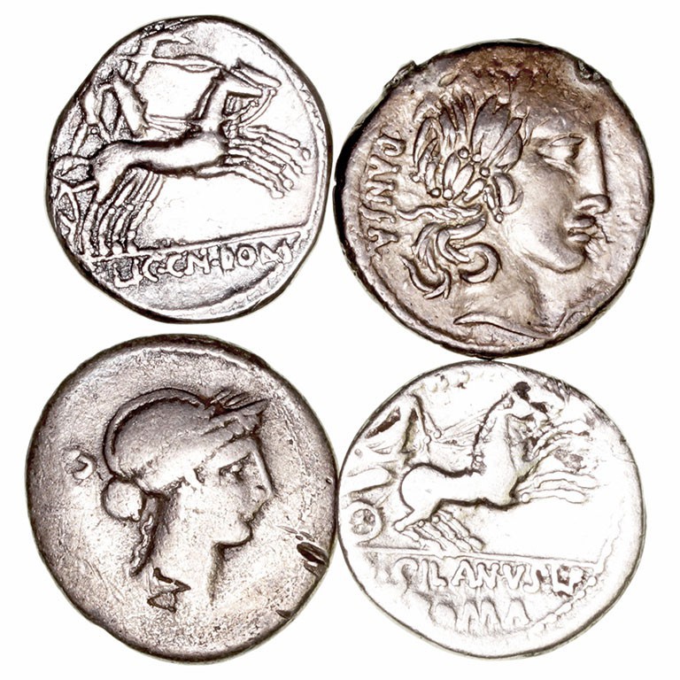 República Romana
Lotes de Conjunto
Denario. AR. Lote de 4 monedas. MBC- a BC-....