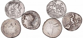 República Romana
Lotes de Conjunto
Denario. AR. Lote de 3 monedas. Uno de ellos con punto de soldadura. MBC a RC.