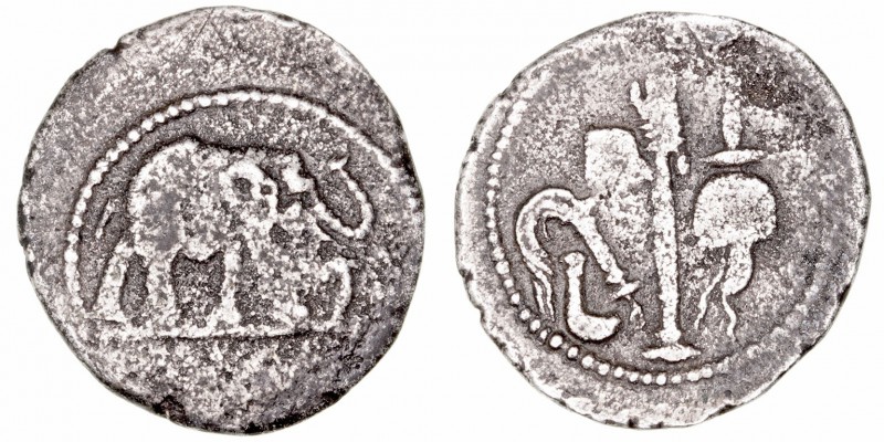 Monedas Pre-Imperiales
Julio César
Denario. AR. (54-51 a.C.). Acuñación Gala. ...