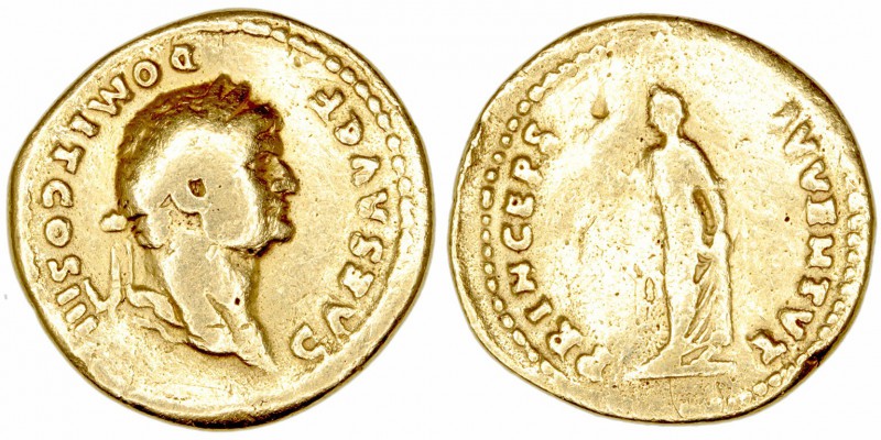 Imperio Romano
Domiciano
Áureo. AV. A/Busto laureado a der., alrededor CAES. A...