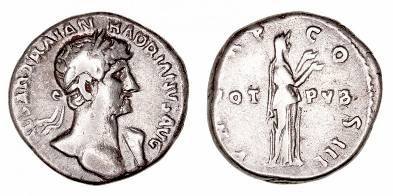 Imperio Romano
Adriano
Denario. AR. (117-138). R/VOT. PVB. P. M. TR. P. COS. D...