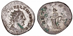 Imperio Romano
Valeriano I
Antoniniano. VE. Roma. (253-260). R/LAETITIA AVGG. Laetitia estante a la izq. portando rama y ancla. 3.51g. RIC.97. Punto...