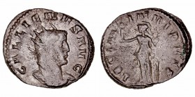 Imperio Romano
Galieno
Antoniniano. VE. Milán. (253-268). R/LEG. I MIN. VI P. VI. F. Minerva estante a la izq. sosteniendo Victoria y con lanza y es...