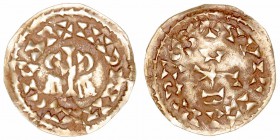 Monedas Visigodas
Egica & Witiza
Tremis. AV. Elvora. (695-702). A/Bustos afrontados junto a cruz central, alrededor +IIIDIIIIZXEGICAP. R/Monograma c...