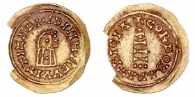 Monedas Visigodas
Witiza
Tremis. AV. Córdoba. (698-710). A/Busto muy simplificado a der., alrededor IDINMNEVVITTIZAP+. R/Cruz sobre gradas, debajo t...
