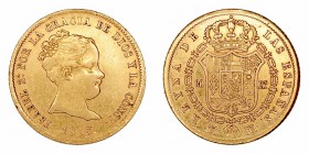 Monarquía Española
Isabel II
80 Reales. AV. Madrid CL. 1845. 6.74g. Cal.78. MBC/MBC+.