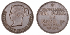 Monarquía Española
Isabel II
Medalla. AE. Inauguración del Canal de Isabel II, 24 Junio 1858. 7.00g. 23.00mm. Vives 624. MBC-.