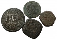Monarquía Española
Lotes de Conjunto
AE. Lote de 4 monedas. Felipe III y IV (catalogables). BC.