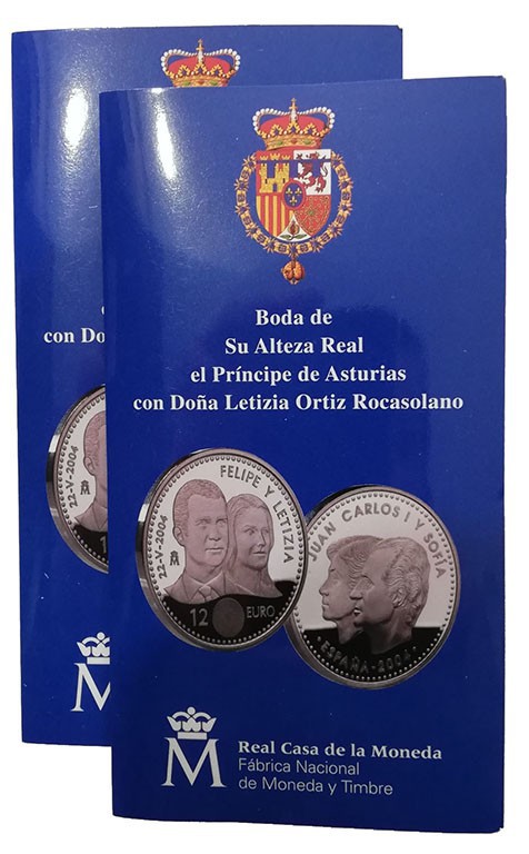 La Peseta
Juan Carlos I
12 Euro. AR. 2004. Lote de 2 carteras oficiales. Boda ...