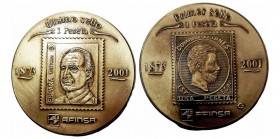 Medallas
Medalla. AE. Primer y último sello, 1873-2001. Afinsa. Lote de 2 medallas. 60.00mm. SC.