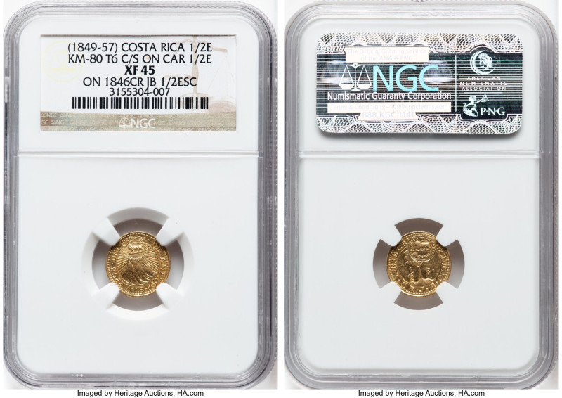 Republic gold Counterstamped 1/2 Escudo ND (1849-1857) XF45 NGC, San Jose mint, ...