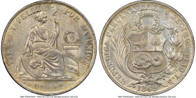 Republic Sol 1869-YB MS63 NGC, Lima mint, KM196.3. Arabic 1. HID09801242017 © 2024 Heritage Auctions | All Rights Reserved