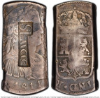 French Colony Counterstamped 6 Livres 15 Sous ND (1813) VF Details (Scratch) PCGS, cf. KM10.2, Lec-17. "S. Lucie" countermark on a 1/3 center cut segm...