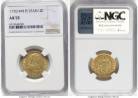 Charles III gold 2 Escudos 1776/4 M-PJ AU53 NGC, Madrid mint, KM417.1, Cal-1550. HID09801242017 © 2024 Heritage Auctions | All Rights Reserved